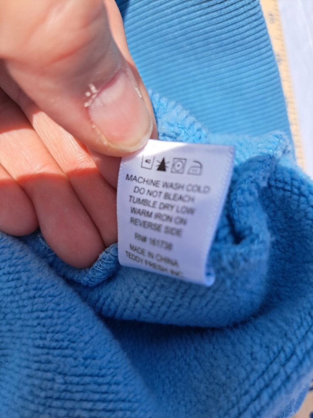 Teddy Fresh Angel Bear Graphic Embroidered Blue Hoodie Small Women's Streetwear - Picture 9 of 12